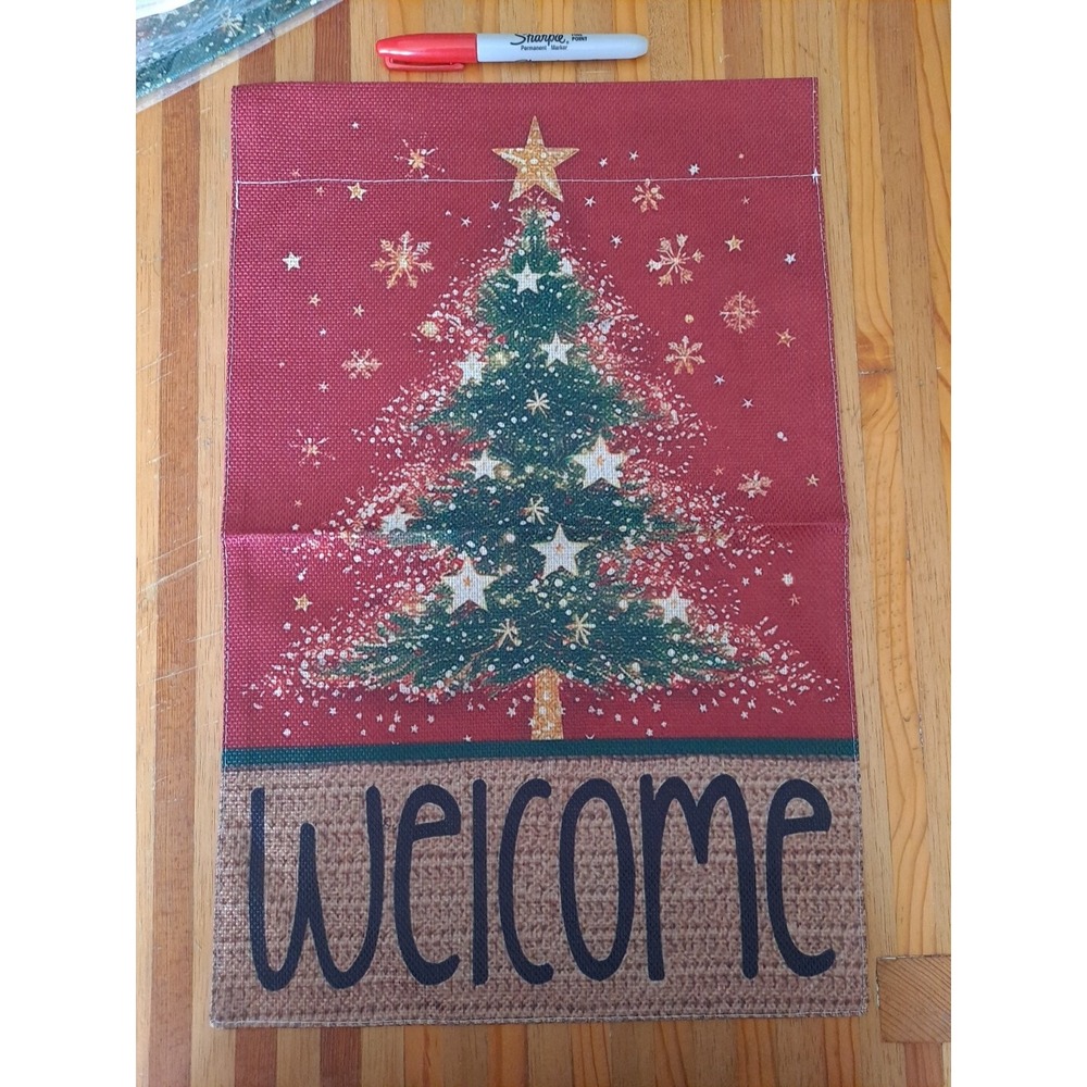 NEW Home & Garden 1pc Double Sided Welcome Christmas‎ Tree Garden Flag 12x18